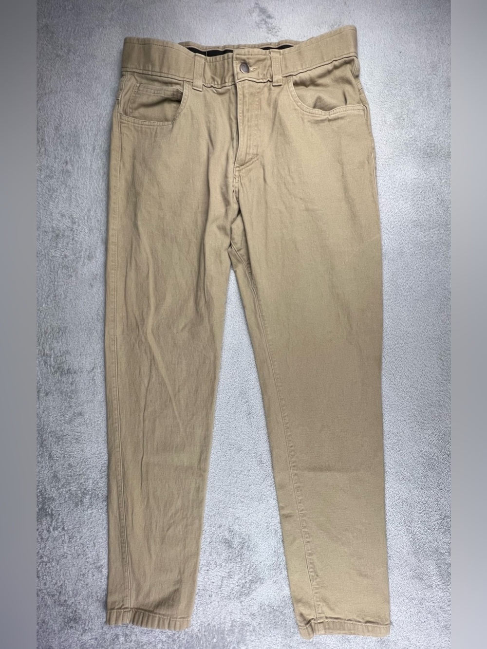Origin Jeans Mens 32x34 Khaki Straight Leg Made In USA Canvas Workwear Stretch